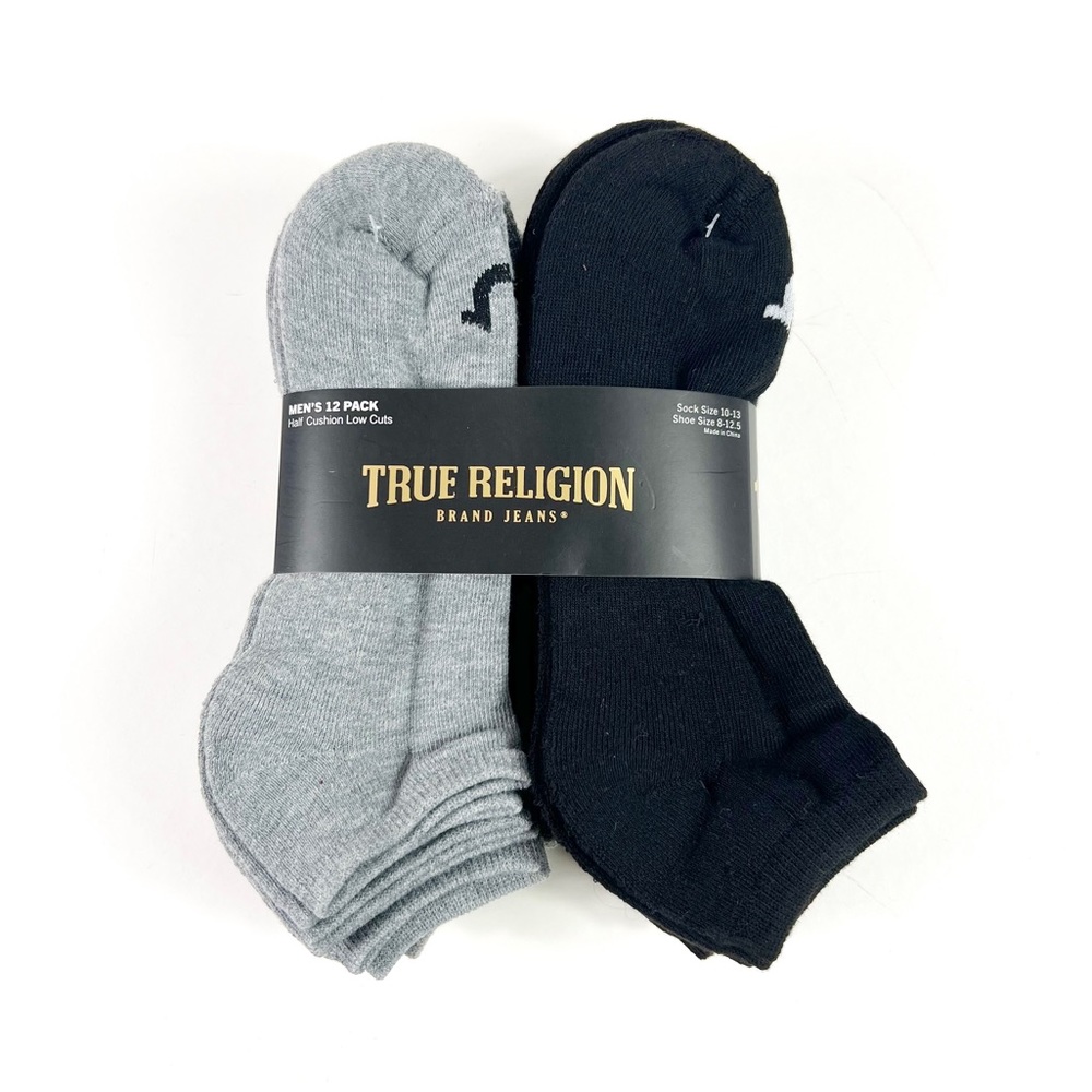 True Religion 12 Pair Half Cushion Low Cuts Athletic Socks